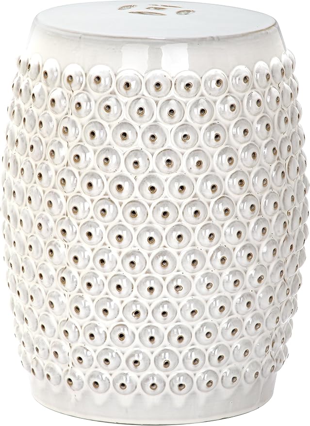 Safavieh Castle Gardens Collection Stella Nail Head White Glazed Ceramic Garden - Image 5