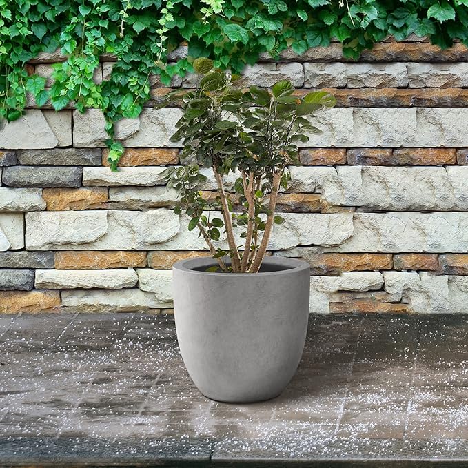 Kante 16.5" Dia Round Concrete Planter, Large Outdoor Modern Indoor Decorative - Image 7