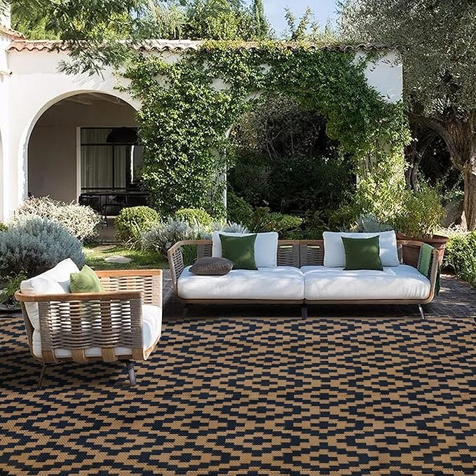 SAND MINE Reversible Mats, Plastic Straw Rug, Modern Area Rug, Large Floor Mat - Image 5