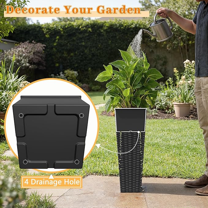 Greesum 24 Inch Tall Plastic Planters - Image 4