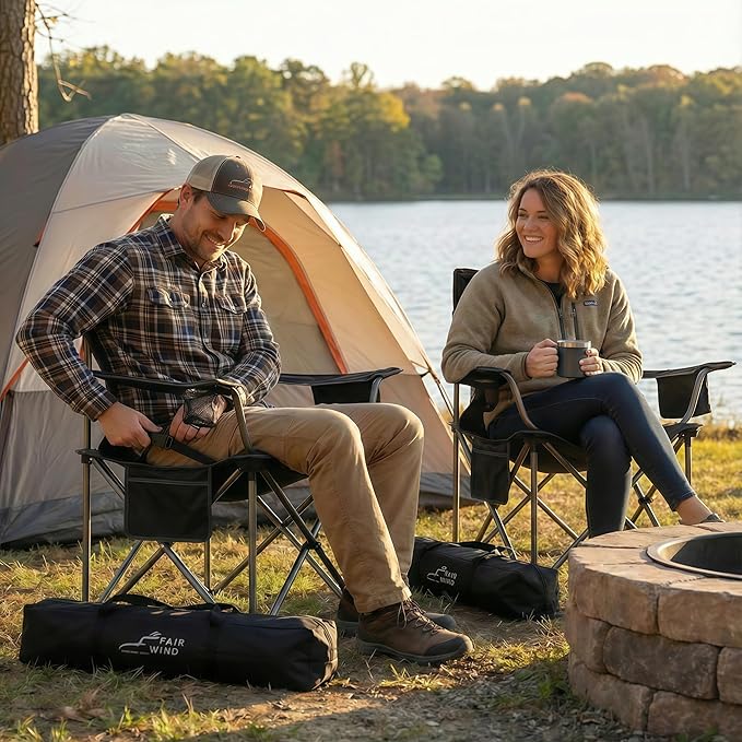 FAIR WIND Heavy Duty Camping Chair, Oversized Padded Folding Chair - Image 2
