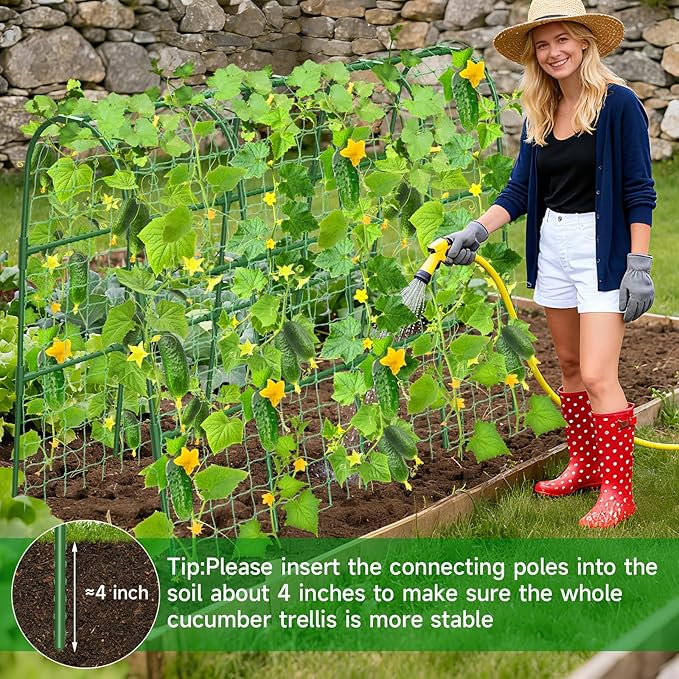 Cucumber Trellis for Raised Bed, U-Shape Garden Trellis for Climbing Plants - Image 9