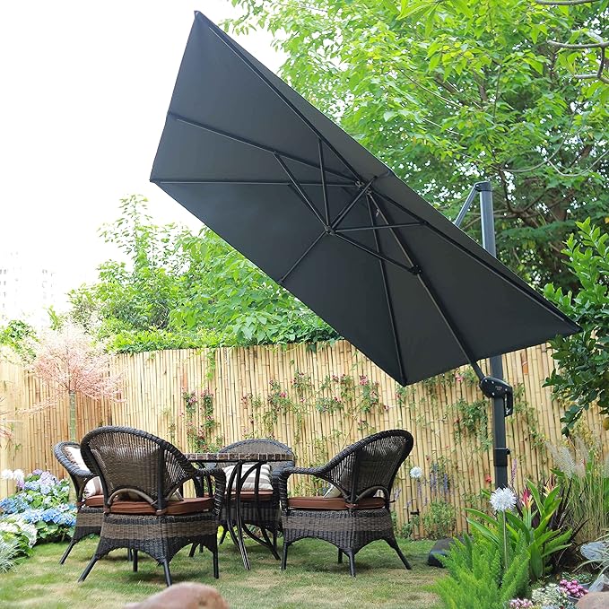 PURPLE LEAF 8 Feet Patio Umbrella Outdoor Cantilever Square Umbrella Aluminum - Image 3