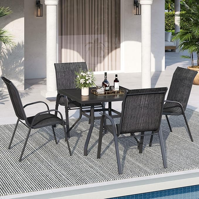 Patio Dining Chairs Set of 4, Stackable Dining Chairs High Back, Breathable - Image 2