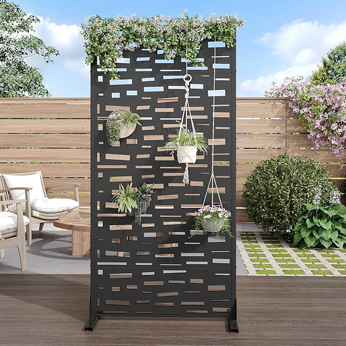 Casaphoria 72" H x 35" W Metal Outdoor Privacy Screen, Freestanding Decorative - Image 2