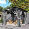 Aoxun 10'x10' Hardtop Gazebo, Outdoor Polycarbonate Double Top Canopy, Aluminum by Aoxun