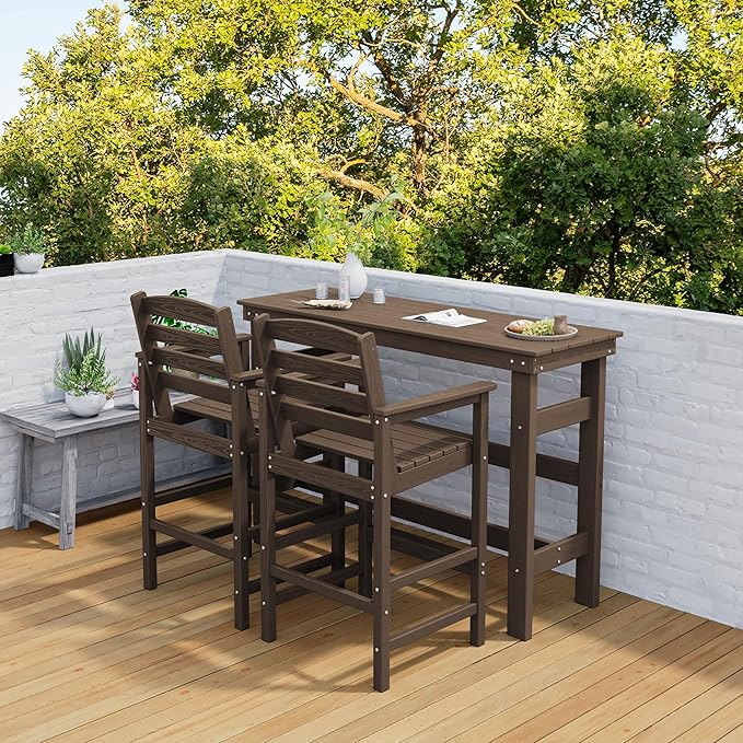 SERWALL 41" Outdoor Bar Table, HDPE Patio Bar Counter Height Table, All Weather - Image 8
