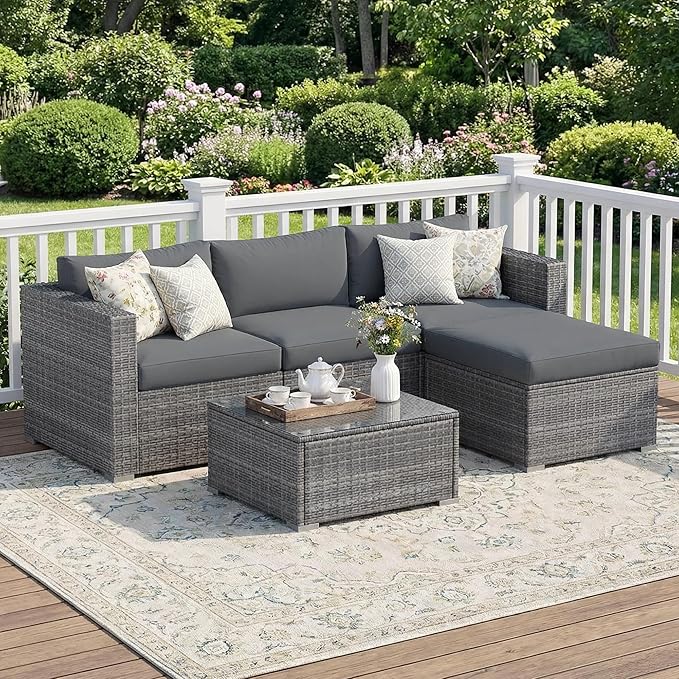 Wisteria Lane 5-Pieces Outdoor Patio Furniture Set, All Weather Wicker Rattan by WisteriaLane