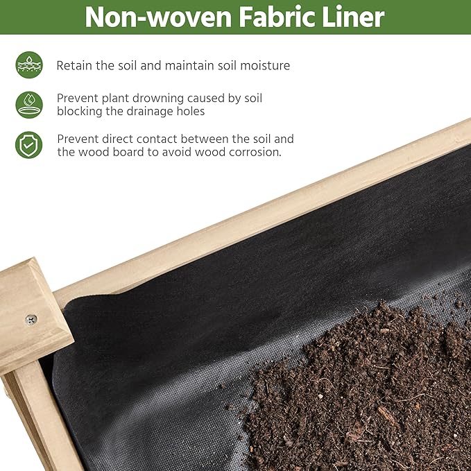 Yaheetech 1pc Raised Garden Bed 48x24x30in Elevated Wooden Horticulture Planter - Image 4