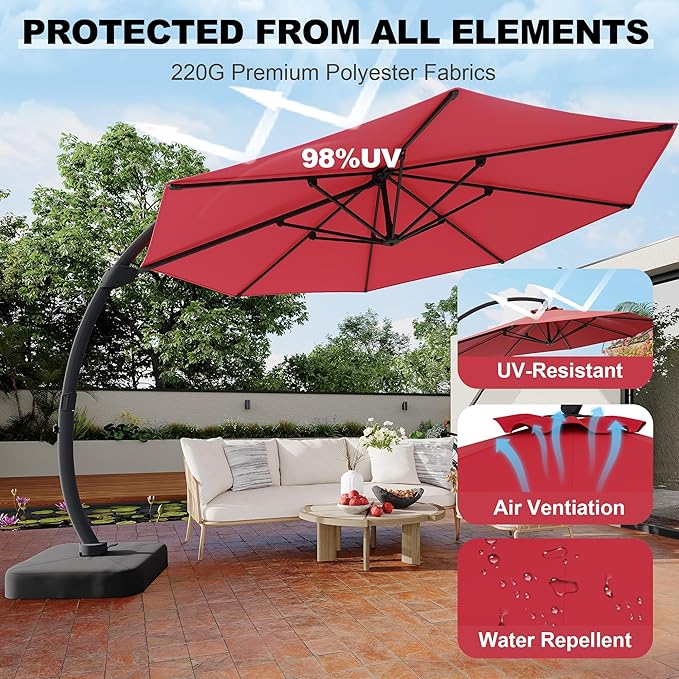 GarveeLife 11FT Cantilever Patio Umbrella - Image 4