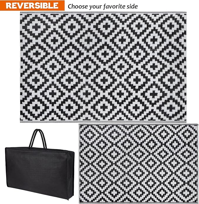 SAND MINE Waterproof Outdoor Rug 4x6 ft, Plastic Reversible Rug, Modern Area Rug - Image 3