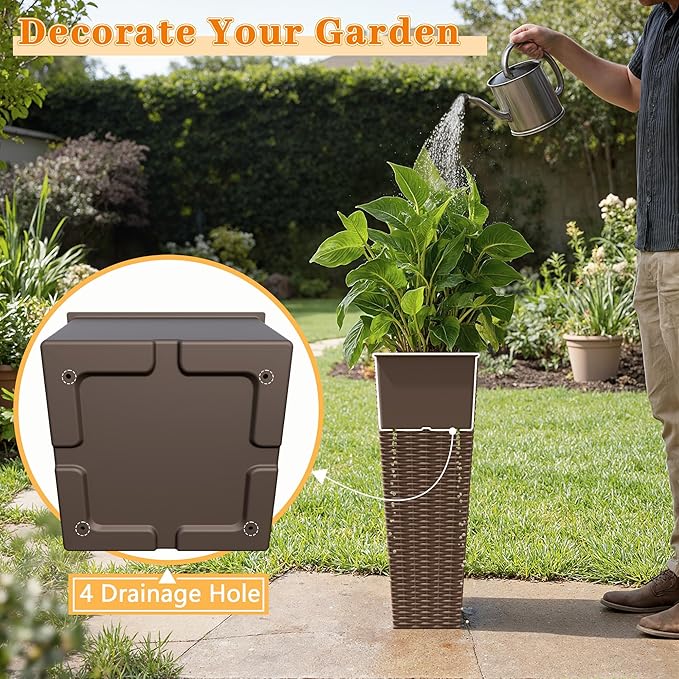 Greesum 24 Inch Tall Plastic Planters - Image 4