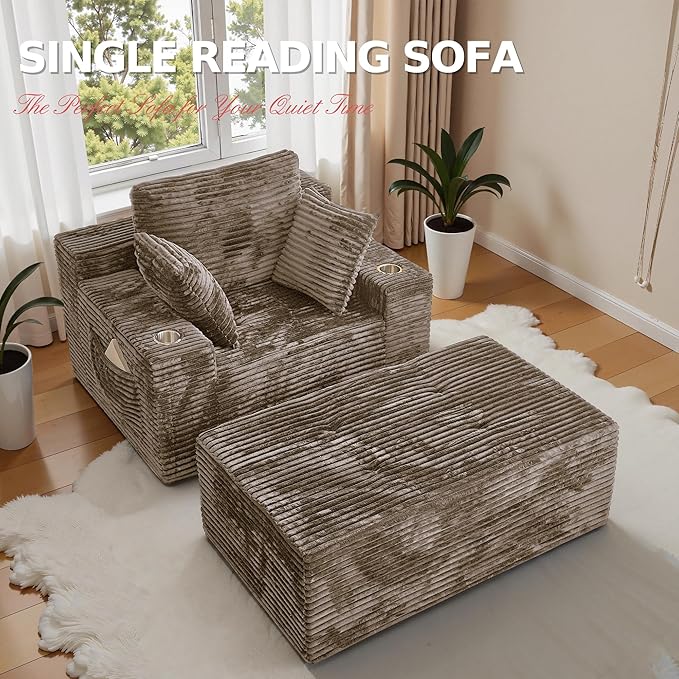 CHORRO67 Chaise Lounge Chair Indoor, Oversized Boneless Single Sleeeper Couch - Image 3