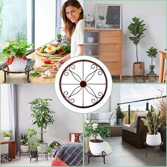 Plant Stand Indoor 5 Pack Brown Metal Plant Stands Outdoor Heavy Duty Flower - Image 5