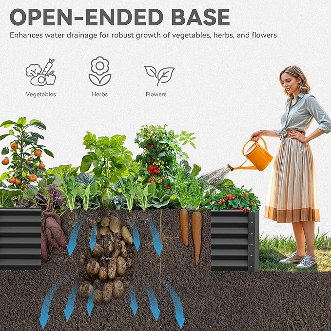 YITAHOME 72x36x18 in 2pcs Galvanized Raised Garden Bed Kit, Large Metal Planter - Image 5