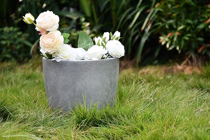 Kante 14 Inch Dia Round Concrete Planter, Indoor Outdoor Large Plant Pot - Image 5