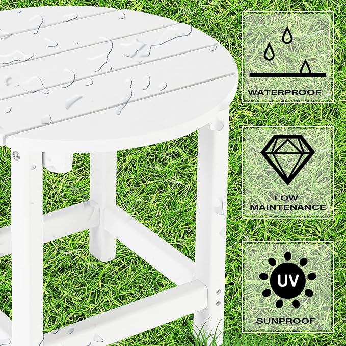 LZRS Round Adirondack Patio Side Table End Table, Outdoor Side Tables - Image 4