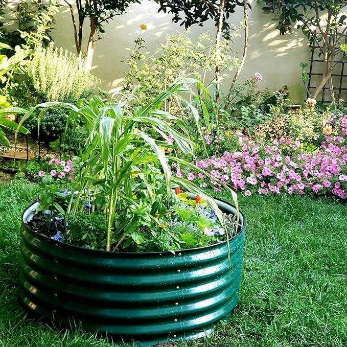 Vego garden 17" Tall 42" Round Raised Garden Bed Metal Raised Bed Planter Box - Image 9