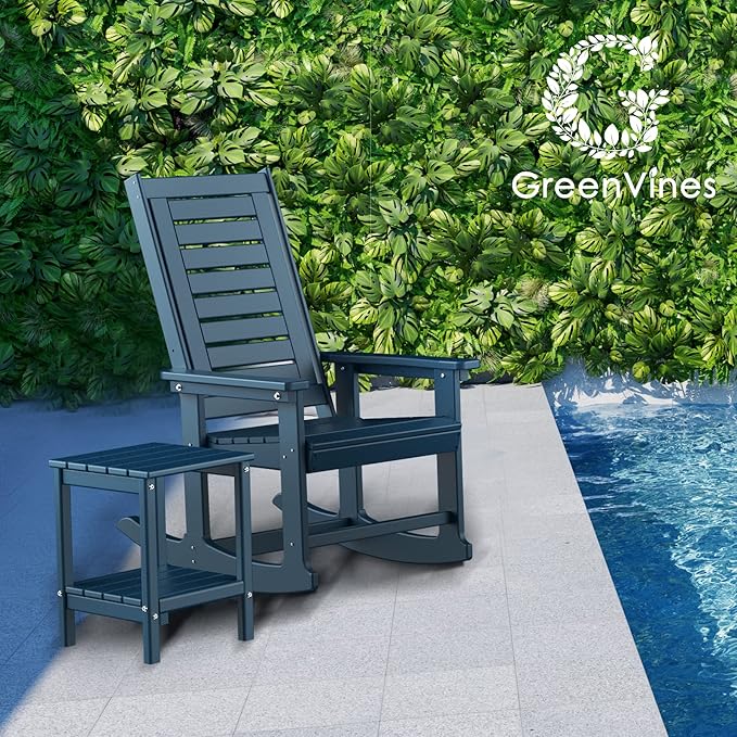 GREENVINES Outdoor Rocking Chairs | Set of 4 | Porch Rocker | HDPE Plastic | - Image 2