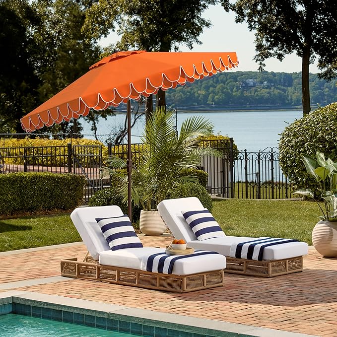 SAFAVIEH 9ft Outdoor Patio Umbrella, Auto Crank Tilt, UV Resistant - Image 7