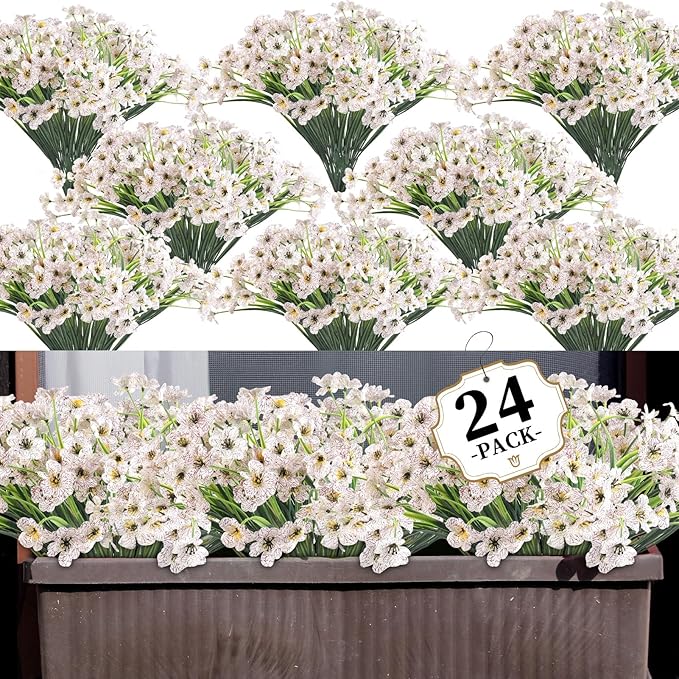 24 White Bundles Artificial Flowers by ColoPlay