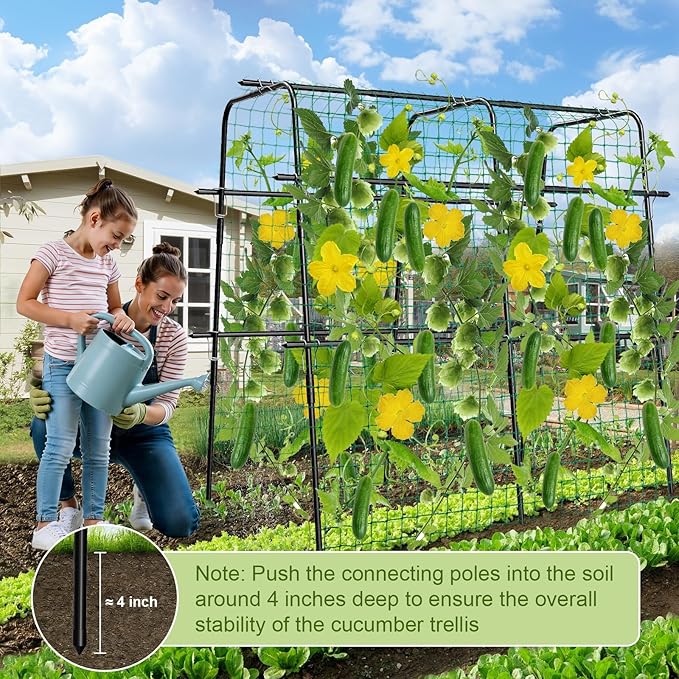 Cucumber Trellis for Raised Bed, 63 Inch A-Frame Garden Trellis for Climbing - Image 7
