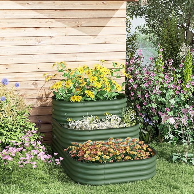 Outsunny 3-Tier Galvanized Steel Raised Garden Bed Kit, 62.25" x 43" x 32.25" - Image 8