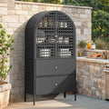 YITAHOME 65 Inch Outdoor Storage Shed, Arched Wicker Stand-Up Pantry by YITAHOME