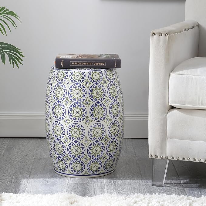 JONATHAN Y TBL1025A Lula 17.25" Suzani Ceramic Indoor/Outdoor Garden Stool - Image 2
