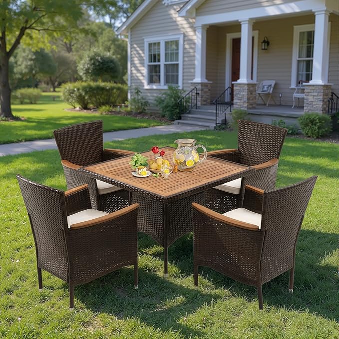 Wisteria Lane Patio Outdoor Table and Chairs Set, Rattan Outdoor Patio - Image 5