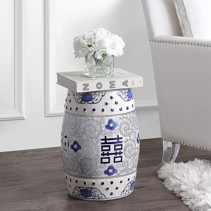 JONATHAN Y TBL1013A Double Happiness 18" Chinoiserie Ceramic Drum - Image 2