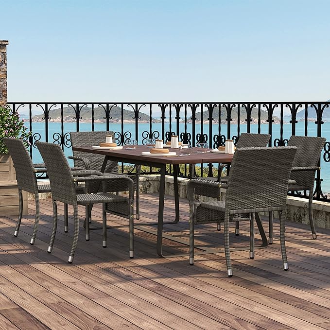 Yaheetech Set of 6 Stackable Outdoor Rattan Dining Chairs, All-Weather Armchair - Image 2