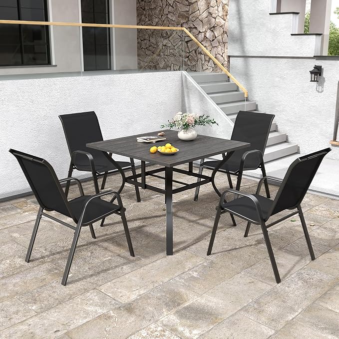 Patio Chairs Set of 8, Stackable Outdoor Dining Chairs - Image 8