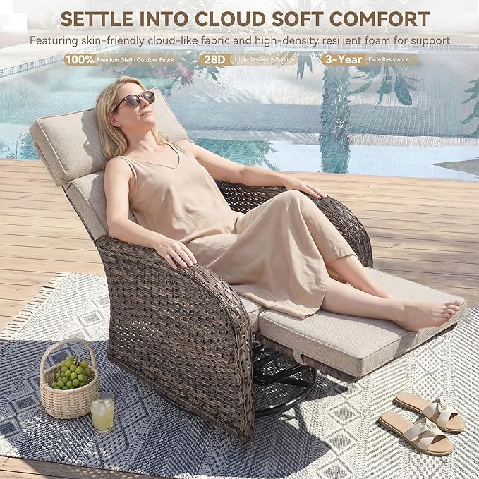 Zero Gravity Patio Swivel Rocking Recliner Chair - Image 3