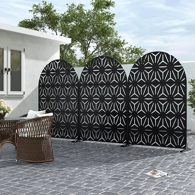 Casaphoria 72" H x 47" W Arched Metal Privacy Screen - Image 3