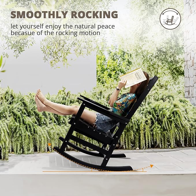 LUE BONA Rocking Chair Outdoor, Weather Resistant Poly Plastic Rocker Chairs - Image 9