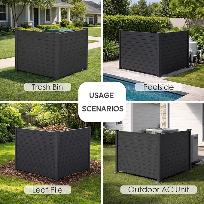 Kozyard 50" W x 48" H Outdoor Privacy Screens Aluminum Post, Air Conditioner - Image 4