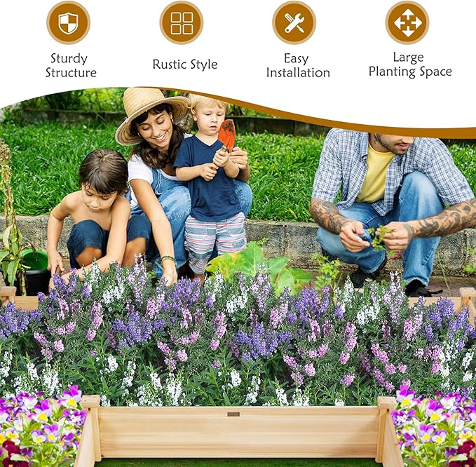 Giantex U-Shaped Raised Garden Bed, Wood Raised Garden Planter Box - Image 3