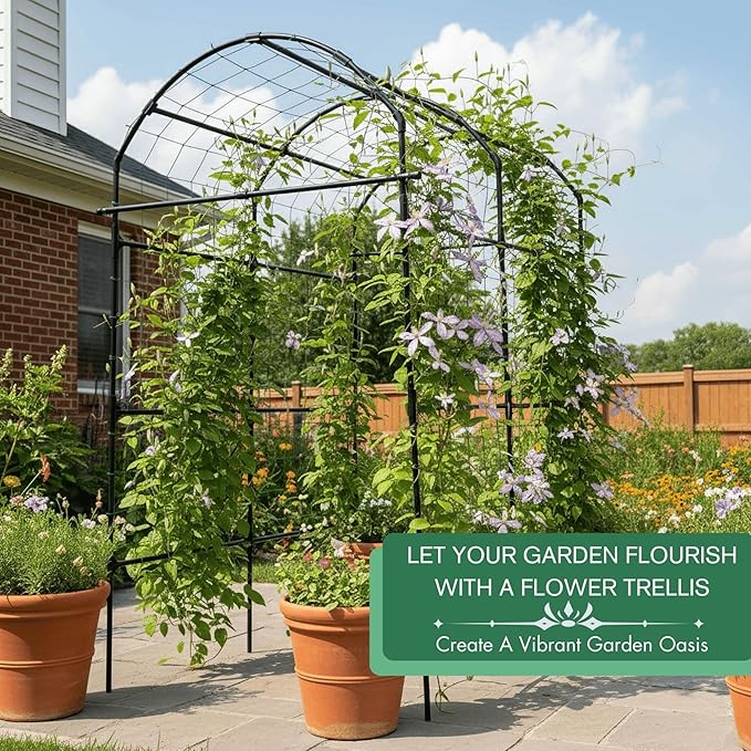 Garden Trellis Arch 7FT PP-Coated Stainless Steel Metal Extra Tall Cucumber - Image 7