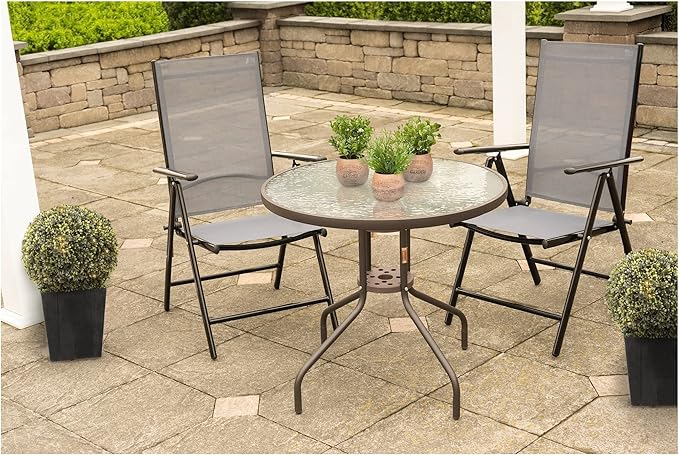 Garden Elements Outdoor Patio Furniture, Round Dining Table, Steel Base and Rim - Image 2
