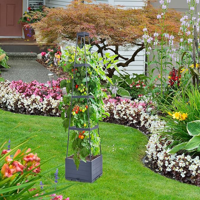 GENMOUS Raised Garden Bed with Tomato Planter Box Trellis, Tomato Planter Cage - Image 8