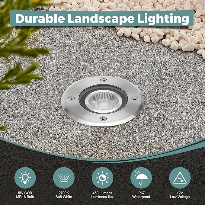 Gardencoin Low Voltage Landscape LED Well Lights, 12V in Ground Lights Outdoor - Image 2