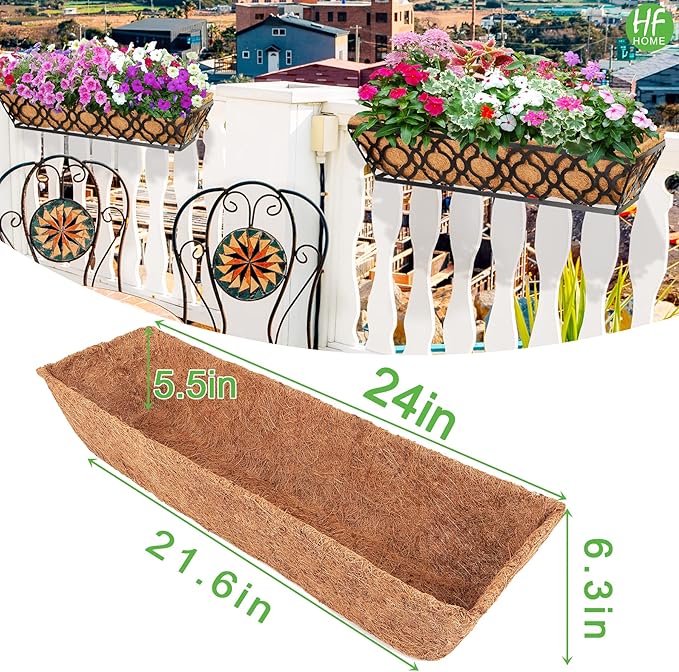 HFHOME 4Pcs 24" Trough Coco Fiber Replacement Liner, Natural 24 in Window Deck - Image 2