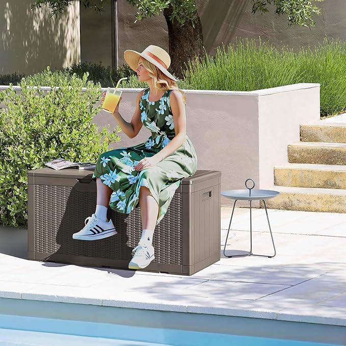 Devoko 97 Gallon Deck Box, Waterproof Resin Outdoor Storage Box - Image 2