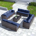 Kullavik 14 Pieces Outdoor Patio Furniture Set PE Wicker Rattan Sectional Sofa by KULLAVIK