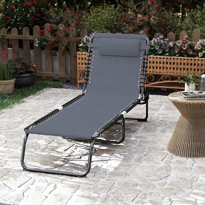 Outsunny Folding Chaise Lounge Chair, Patio Sun Tanning Chair, Outdoor Chaise - Image 10