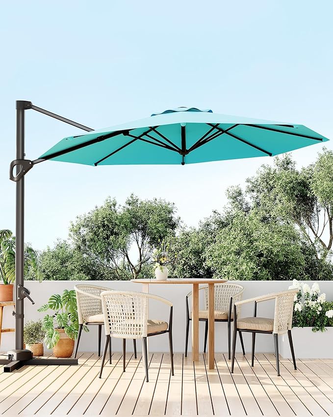 GarveeLife 10 ft Patio Umbrella Outdoor Large Cantilever Umbrella w/Base - Image 7