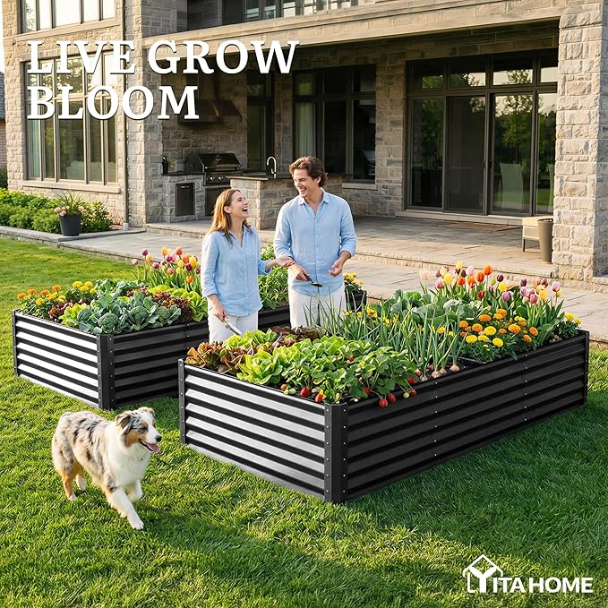 YITAHOME 8x4x1.5ft Large Raised Garden Bed Kit, Galvanized Metal Planter Box - Image 3
