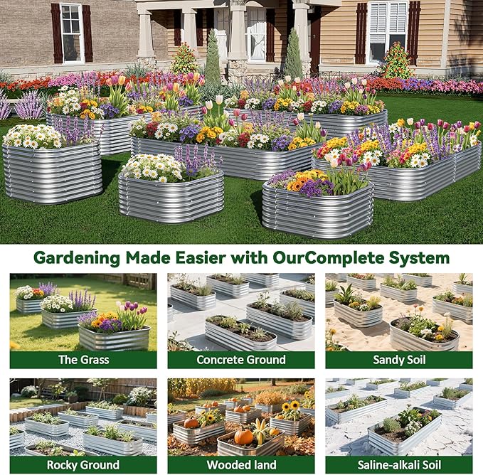 4 Pack 6x3FT Raised Beds for Gardening, Corrugated Galvanized Steel Raised - Image 6