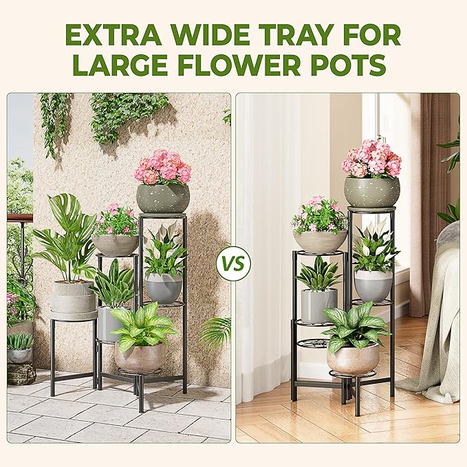 6 Tier Metal Plant Stands Outdoor Indoor, Heavy Duty Flower Pot Holder Potted - Image 4